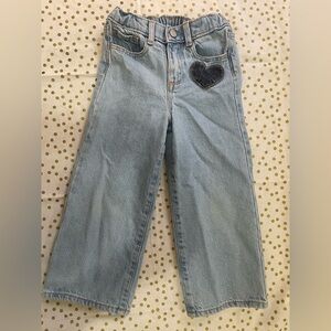 GAP Girl Denim Wide Leg Jeans with Dark Heart Accent